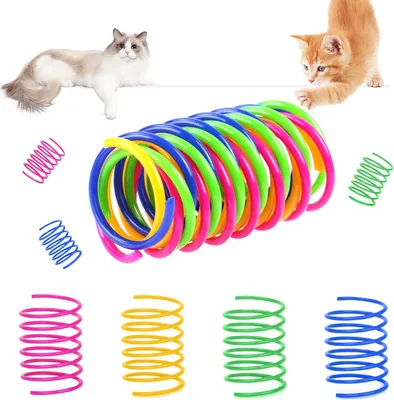 Vsshe Kat Speelgoed Spirale - 24 Stukken BPA Vrij Plastic Spiraal - Kleurrijk Nieuw Huisdier Speelgoed voor Katten