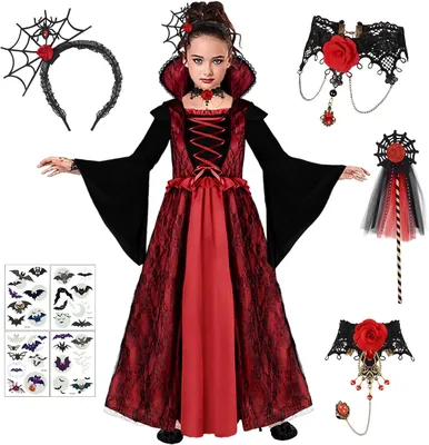 GEEKEO Girls Vampire Costume Halloween Child Cosplay
