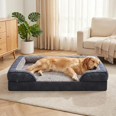 Lit pour chien et chat JOEJOY Extra Large, Structure en nid d'abeille et Revêtement Amovible et Imperméable, Gris - 21% Off