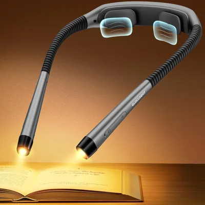 Glocusent Ergonomic Reading Lamp 1600mAh Battery 3 Colors 5 Brightness Levels Lock Switch Tim