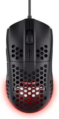 GXTrust Helox Ultralicht Gaming Muis 65g, 6 Programmeerbare Knoppen, Zwart | Aanpasbaar DPI 200-6400, Bedraad USB Muis, Optisch