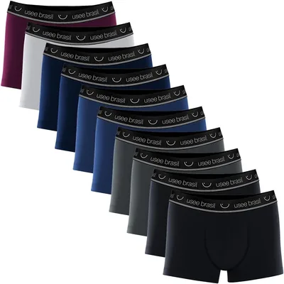 Kit com 10 Cuecas Boxer de Algodão Masculina Usee Brasil - Confortável e Durável, Desconto de 53%