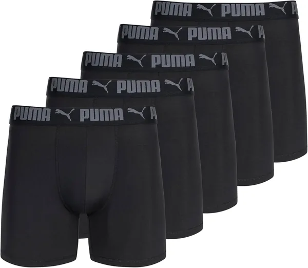 PUMA mens 5 Pack Performance Boxer Briefs