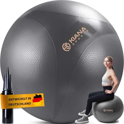 KIANA Sports Turnball & Sitzball - 4 Größen - Deutsche Entwicklung - Rutschfester Yogaball mit Noppen - Extra Dick und Robust