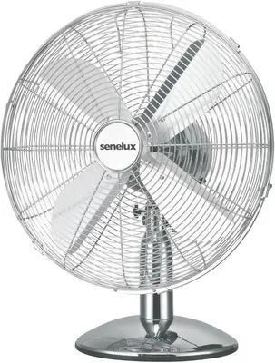 Senelux 12 Zoll Chrom Schreibtischventilator 3 Geschwindigkeitsstufen Leiser Betrieb Schwingender Standfuß Stabiler Basis Tisch- oder Nachttischventilator Retro-Chromdesign
