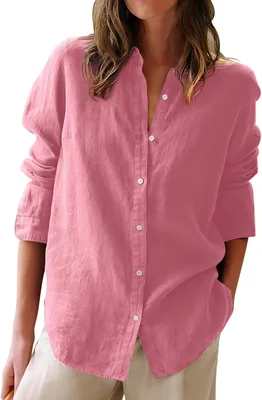 Womens Oxford Shirts Long Sleeve Coloured Work Blouses