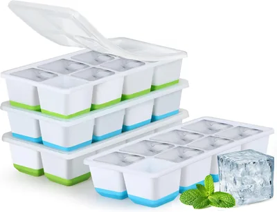 JRISBO 2 Pack Isbarp Pan med Lid, Stor Iskubb, BPA Fri och Stackbar