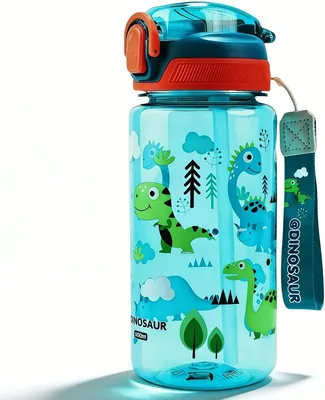 Bouteille d'eau MHwan pour enfants, 600 ml, robuste et anti-choc, sans fuites avec paille, sans BPA, belle bouteille d'eau pour garçons et filles