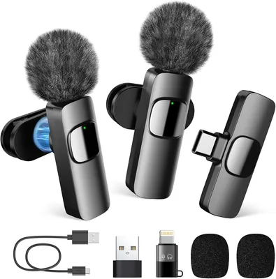 Microphone sans fil Bluetooth, Mini Microphone Professionnel avec Réduction du Bruit, Microphone Lavalier Clip