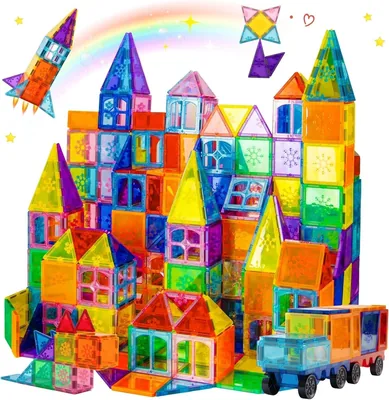 SKY-TOUCH 100PCS Magnetic Tiles - STEM Building Blocks