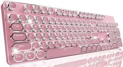 Wireless Typewriter Style Mechanical Keyboard Pink Backlit Best Deal