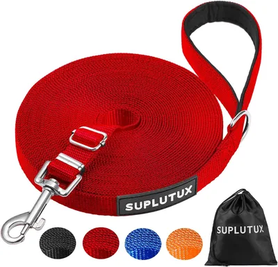 SuplutuX Training Leiding voor Honden 20m met Opbergtas - Ruggetje voor Honden - Verstelbare Leash met Zacht Handvat en D-Carabiner