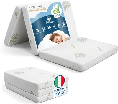 DOLCI SOGNI Materasso per Camping 60 x 120 cm, Spessore 5 cm, Certificato OEKO-TEX® e CertiPUR™, con Aloe Vera