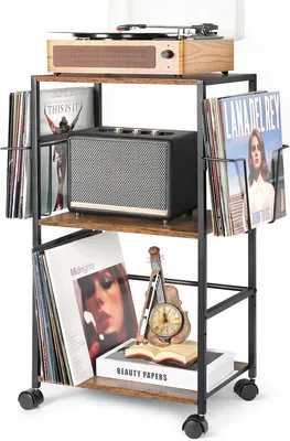 Turntable Cart with Display Shelves