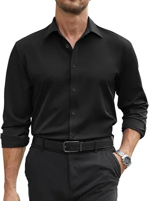 COOFANDY Stretch Dress Shirt Long Sleeve Button Down