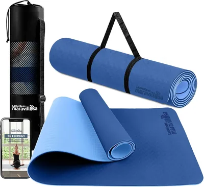 La Mente è Meravigliosa - Tappetino Yoga e Pilates Antiscivolo in TPE, 183 x 61 cm, Spessore 6 mm, con Custodia, Fascia per Spalla e E-Book