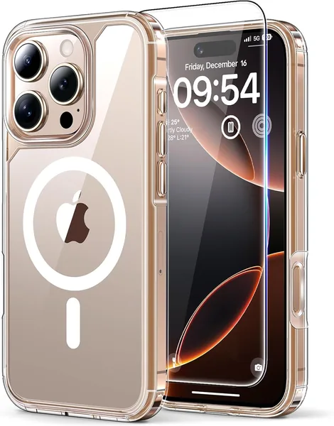 TAURI 3 in 1 Hoes voor iPhone 16 Pro Max met 2 Schermbeschermers, Compatibel met MagSafe, Militaire Kwaliteit, [Non-