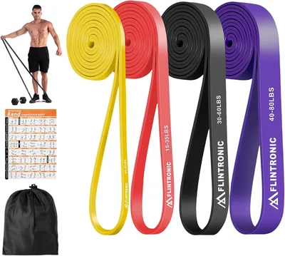 Flintronic Elastiek voor Krachttraining, 3/4 Verschillende Weerstand Elastiek Latex voor Pull-ups, Crossfit, Dips, Pil - Beste Deal