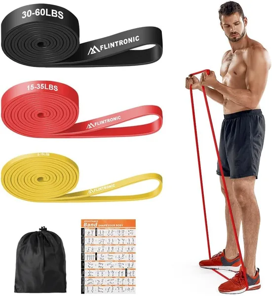 Flintronic Elastic Band, 3/4 Different Levels of Resistance Pull Up Band, Latex Elastic Fitness Band