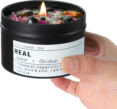 Obsidian Crystal Energy Candle Best Deal