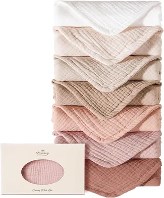 Konssy 7-Pack Muslin Burp Cloths - Soft & Absorbent