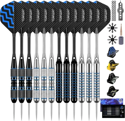 Turnart Darts Metal Tip Set - 12 Stück professionelle Dartset mit Stahlspitzen, 22/24 Gramm