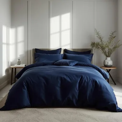 Luscious Living Duvet Cover Set (Queen, Navy) - 56% Off
