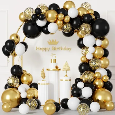 140PCS Black Gold Balloon Garland Arch Kit