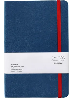 Cuaderno grueso A5 Mr. Rouge, para escribir y bocetar, 360 páginas cosidas. Hecho a mano (Puntos, Azul)