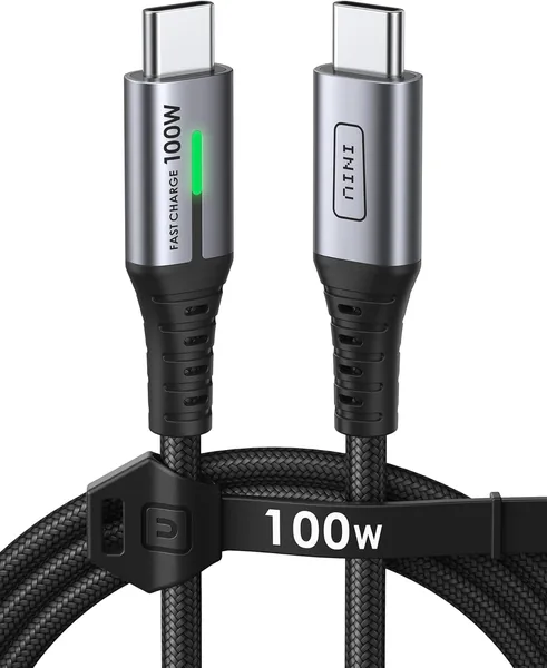 Câble INIU USB C vers USB C, 100W PD3.0 Recharge Rapide - Nylon Tressé Compatible iPhone 17/16/15, MacBook, iPad