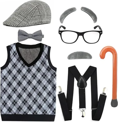 DAFEDE Kids Old Man Costume Halloween Dress Up Outfit