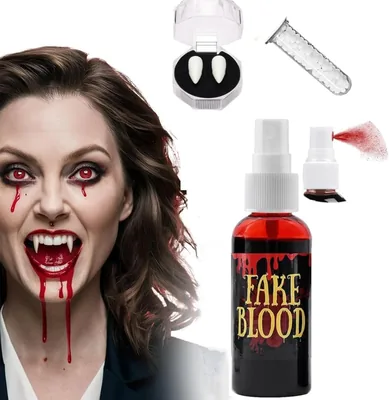 Fake Blood Spray 60ML + Vampire Teeth