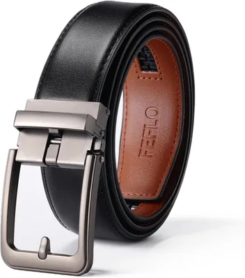 CEINTURE HOMME FEFLO en Cuir Noir Ajustable à Ratchet avec Boucle Automatique pour Jeans Pantalons Kostums, Largeur 35 mm, Taille Ajustable