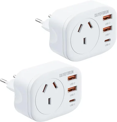 DAYEFORUN AU to EU Travel Adapter 2 Pack Best Deal