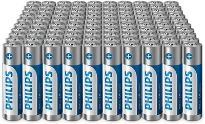 Baterías Philips Alkalina AAA Ultra para uso intensivo en hogares y empresas, pack de 100. ¡Mejor oferta!