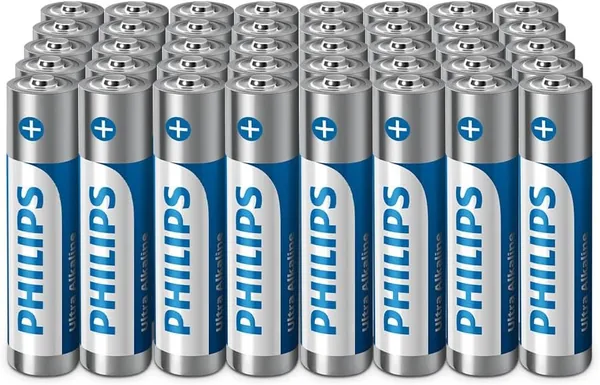 Philips Alkaline Ultra AAA Reliable Batteries for Remote Controls, Toys and Small Appliances, 40 Pack