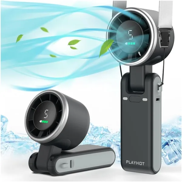 PlayHot Portable Handheld Turbo Fan, 5 Gear Wind Hand Fan, 5000mAh Battery Personal Fans Portable Rechargeable