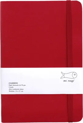 Mr. Rouge - Cuaderno de tapa dura A5 para escribir, tomar notas, sketchbook, diario, cosido. HECHO A MANO (Rayas, Rojo) Best Deal