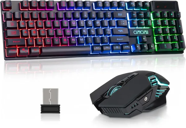 CHONCHOW USB Wireless Gaming Keyboard and Mouse Combo