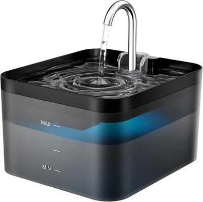 PawPoll Katfontein, 2.2L, Super Stille Drinkfontein voor Katten met LED en Activerend Koolstof