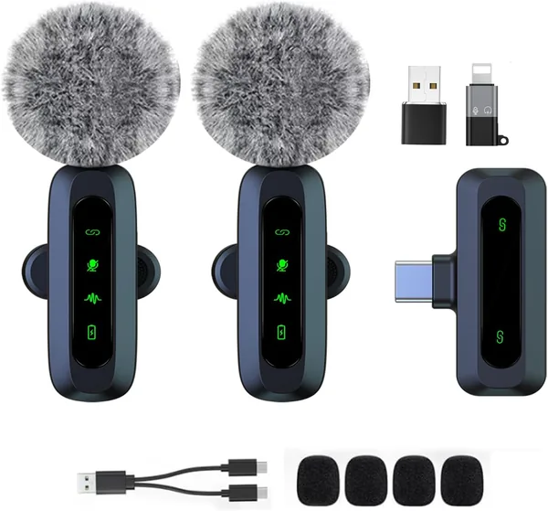 Micrófono inalámbrico Mini para Android/iPhone/iOS/PC/Portátil Lapel Lavalier con Reducción de Ruido para Grabación Clip M