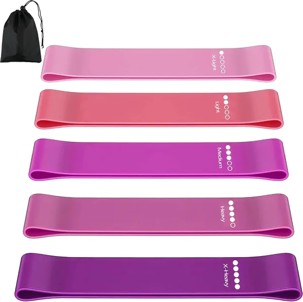 Resistentieband, Set van 5 Weerstandbanden met Oefeninstructies en Draagtas, Gymband voor Yoga