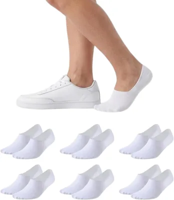 Balseti 6 Pares de Medias Invisibles para Hombre y Mujer, Algodón Pinkies Transpirable para el Verano, Sin Deslizar Medias de Tobillo Cortas con S