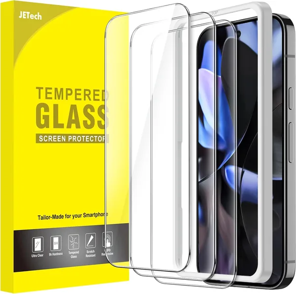JETech Schermbeschermer voor Google Pixel 10/10 Pro/9/9 Pro, Tempered Glass Film Schermbeschermer met Eenvoudig Installatiegereedschap