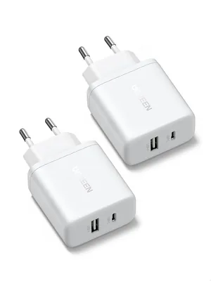 UGREN Ładowarka USB C 2 szt. Szybka ładowarka dla iPhone'a z 2 portami, Zasilacz PD 20W, Adapter GaN USB