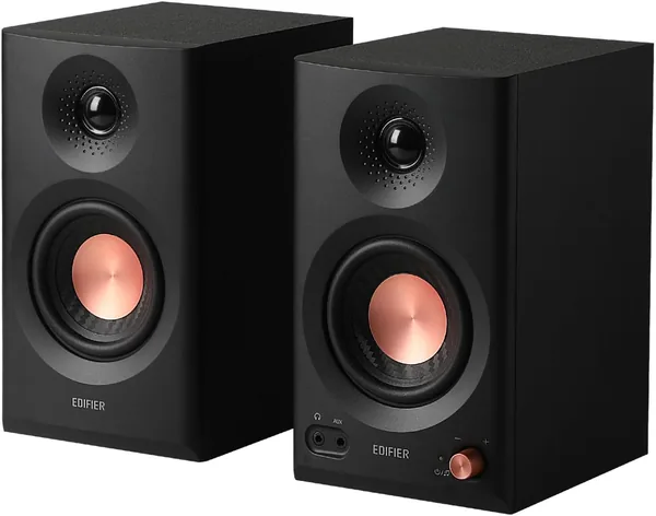 Edifier MR3 - Enceintes studio compactes 2.0, Audio haute résolution, Bluetooth V5.4, Contrôles physiques, RCA, AUX, Application mobile, 2x18W, Noir (27% de réduction)