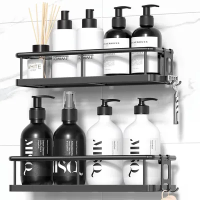 YASONIC Duschregal ohne Bohren, 100% rostfreies Duschregal (2-teilig) | Großes Badezimmer-Organizer