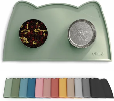 OHMO Kattevoedermat voor Honden en Katten, 46 x 25 cm, Antislip Silicone Voedermat, Waterdicht, Lichtgroen - Best Deal