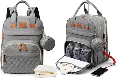 Pañales Mochila Multifuncional Impermeable, Bolsa Pañalera de Gran Capacidad y Plegable Portátil con Estuche
