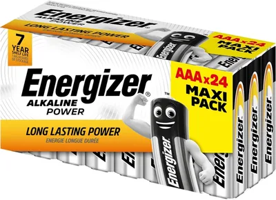 Nergizer - Energía Alkalina, Paquete de 24 Pilas AAA 1.5V, Vida Larga para Uso Diario, Libre de Sulfación y hasta 10 Años de Duración - 12% Descuento